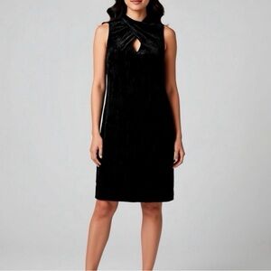 Etcetera Black Velvet Sleeveless Midi Dress with Keyhole